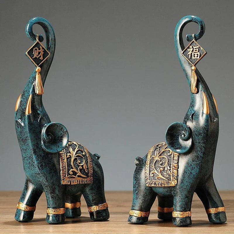 Escultura Decorativa Par de Elefantes da Sorte - Artezare