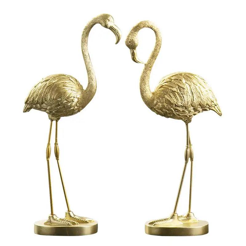 Escultura Decorativa Flamingo Dourado - Artezare