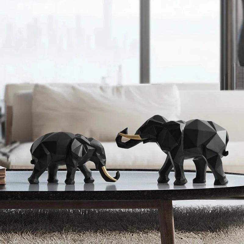 Escultura Decorativa Elefantes Pai e Filho - Artezare