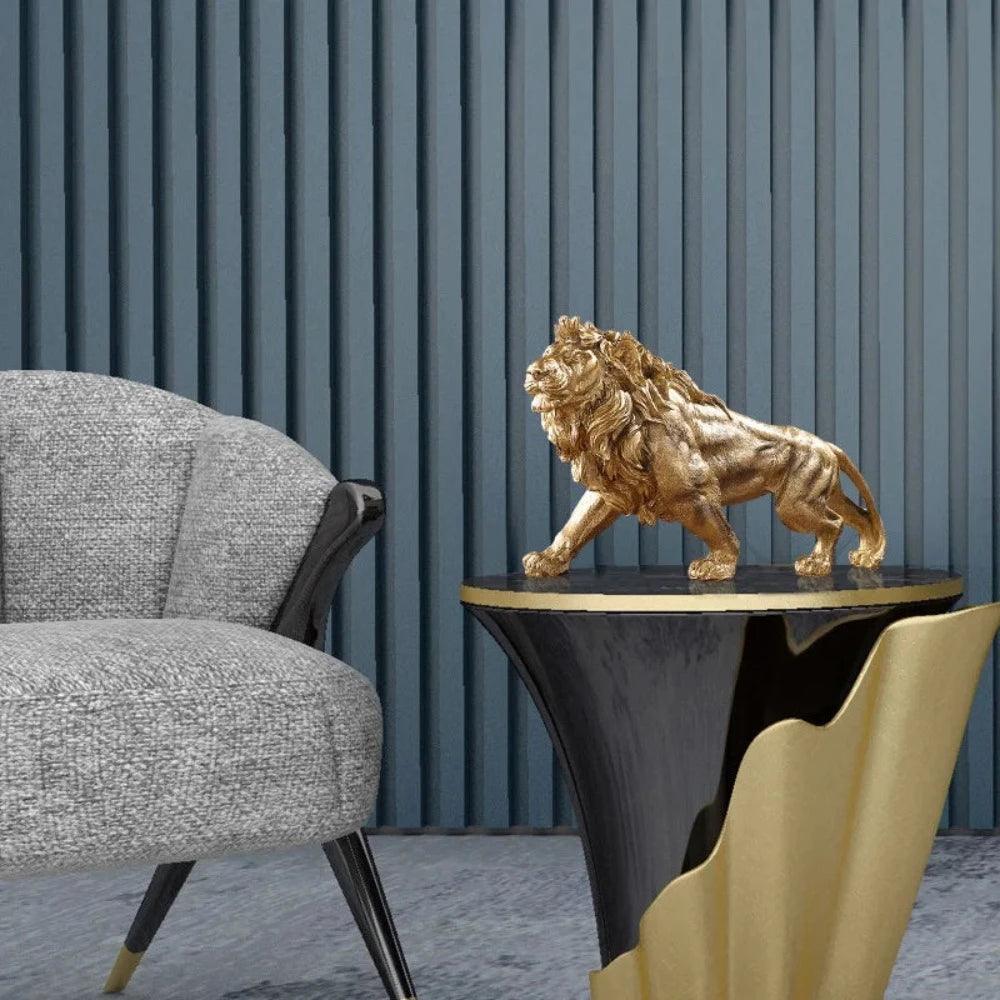 Escultura Decorativa Rei Leão Dourado - Artezare