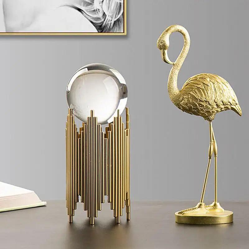 Escultura Decorativa Flamingo Dourado - Artezare