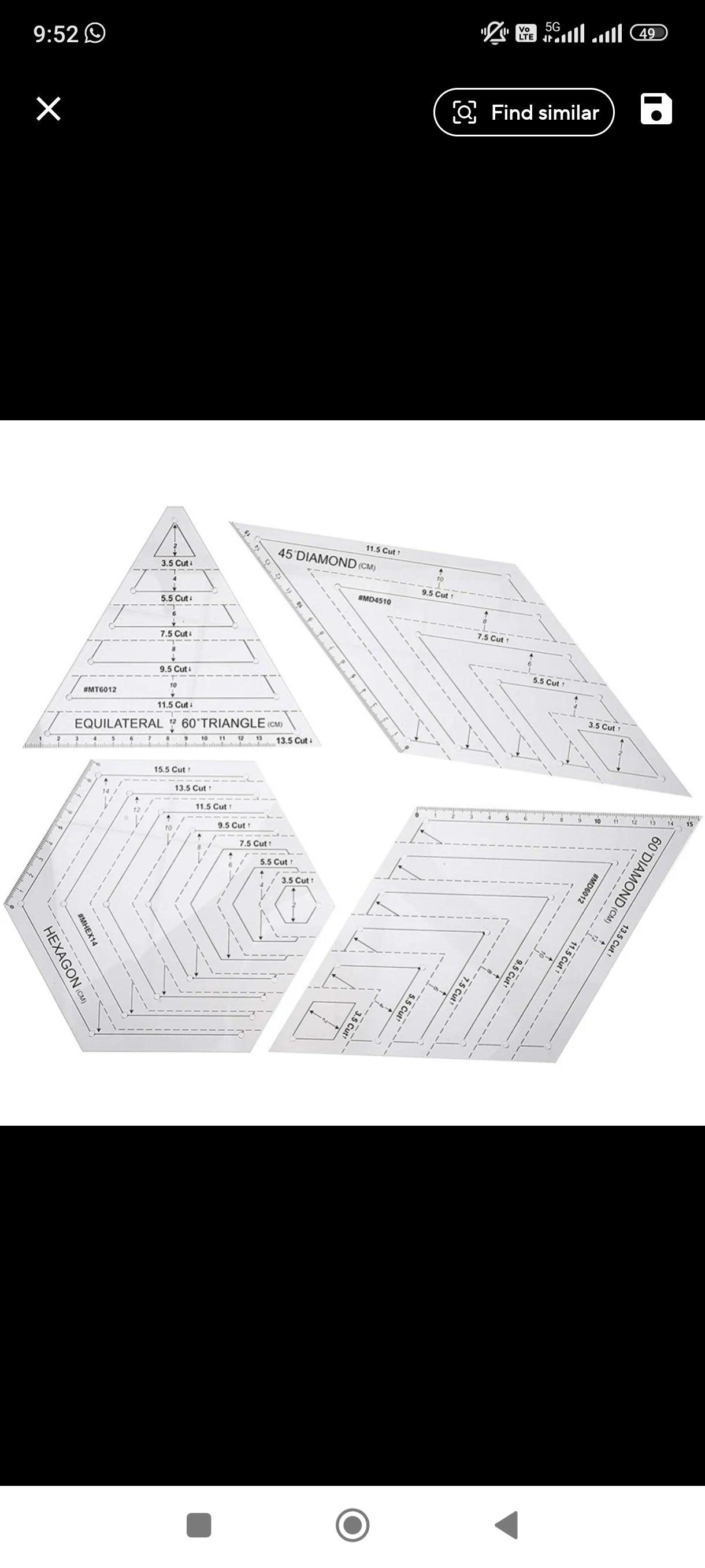 Kit réguas 4 peças transparente 60 graus hexagono