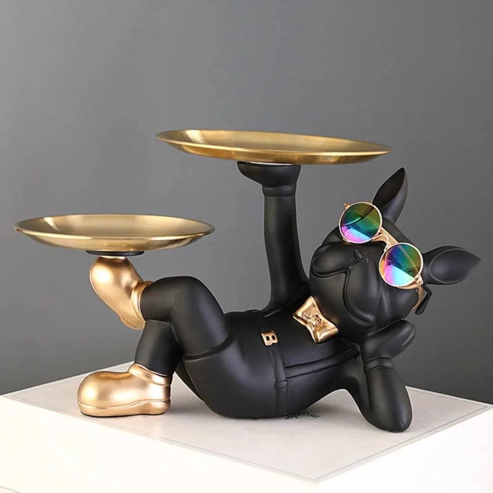 Escultura Bulldog Duas Bandejas - Artezare